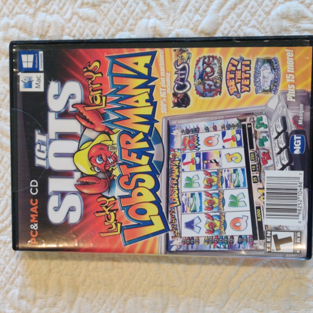 IGT Slots Lucky Larry's Lobster Mania + 15 More PC & MAC CD Game Disc 2011, Used